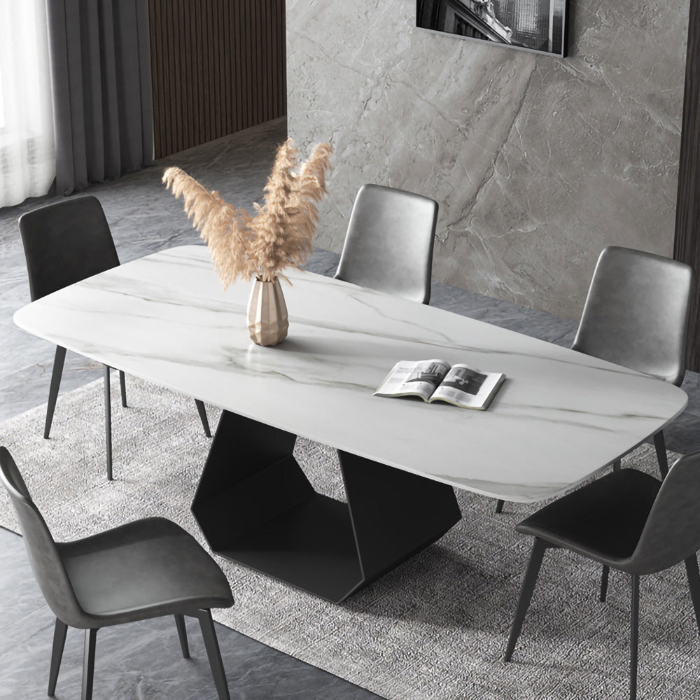 LUXORA DT1063 Style Stone Simplicity Dining Modern Sintered 130-140-160-180cm Table-White