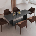 LIVARA DT1065 Style Stone 140-160-180cm Dining Sintered Modern Simplicity Table-Black