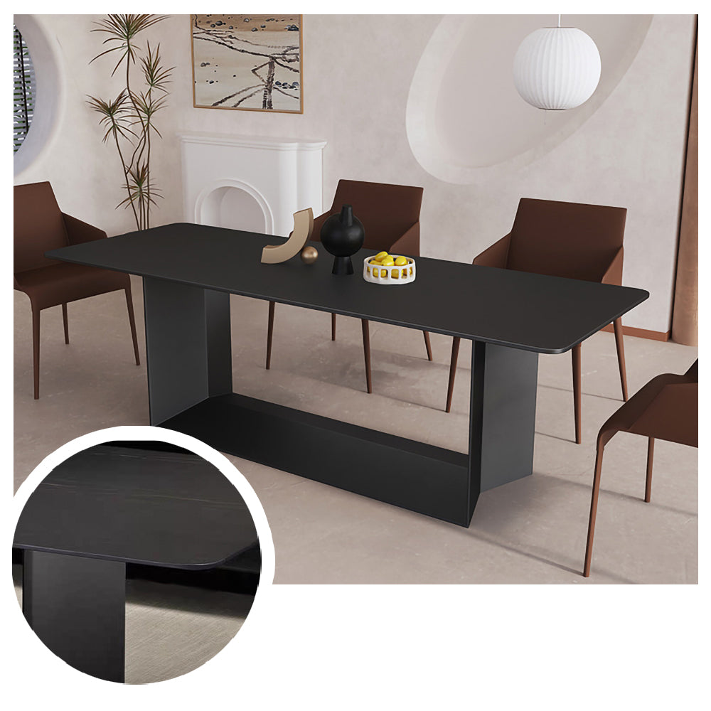 LIVARA DT1065 Style Stone 140-160-180cm Dining Sintered Modern Simplicity Table-Black