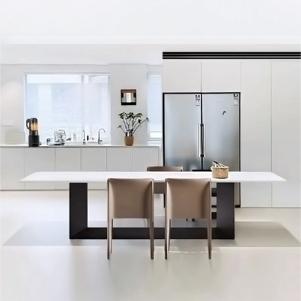 LIVARA DT1065 Dining 140-160-180cm Style Sintered Modern Simplicity Stone Table-White&Black