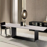 LIVARA DT1065 Dining 140-160-180cm Style Sintered Modern Simplicity Stone Table-White&Black