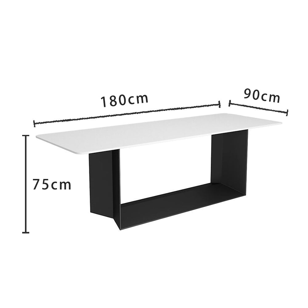 LIVARA DT1065 Dining 140-160-180cm Style Sintered Modern Simplicity Stone Table-White&Black