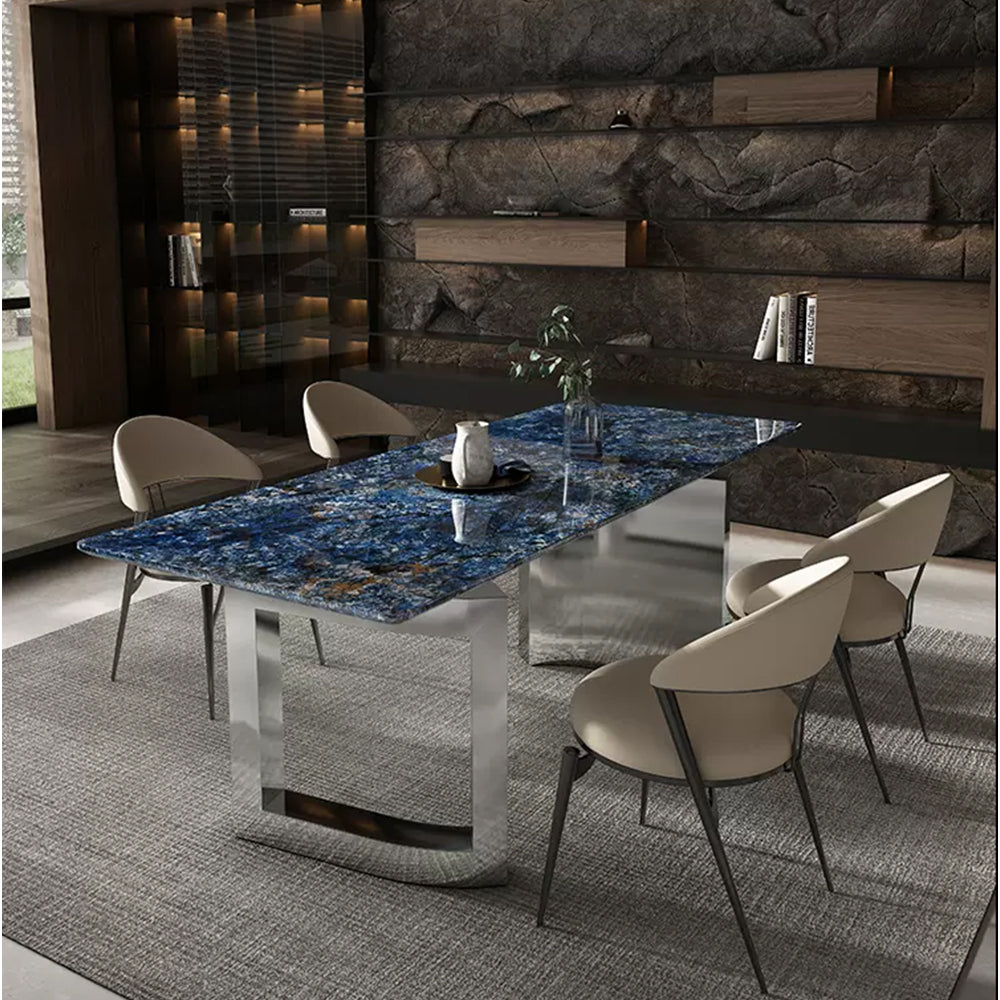 LUXORA DT1095 140/160/180cm Stainless Length Luxury Microcrystalline Stone Dining Steel Table Legs