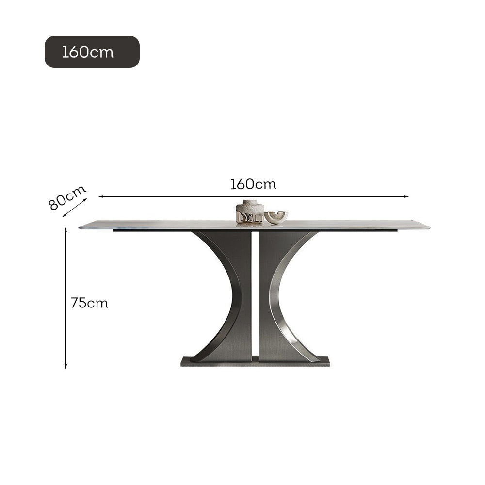 LUXORA DT1110 Sintered 140/160/180cm Stone Tabletop Stainless Dining Length Table Steel Frame