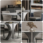 LUXORA DT1110 Sintered 140/160/180cm Stone Tabletop Stainless Dining Length Table Steel Frame