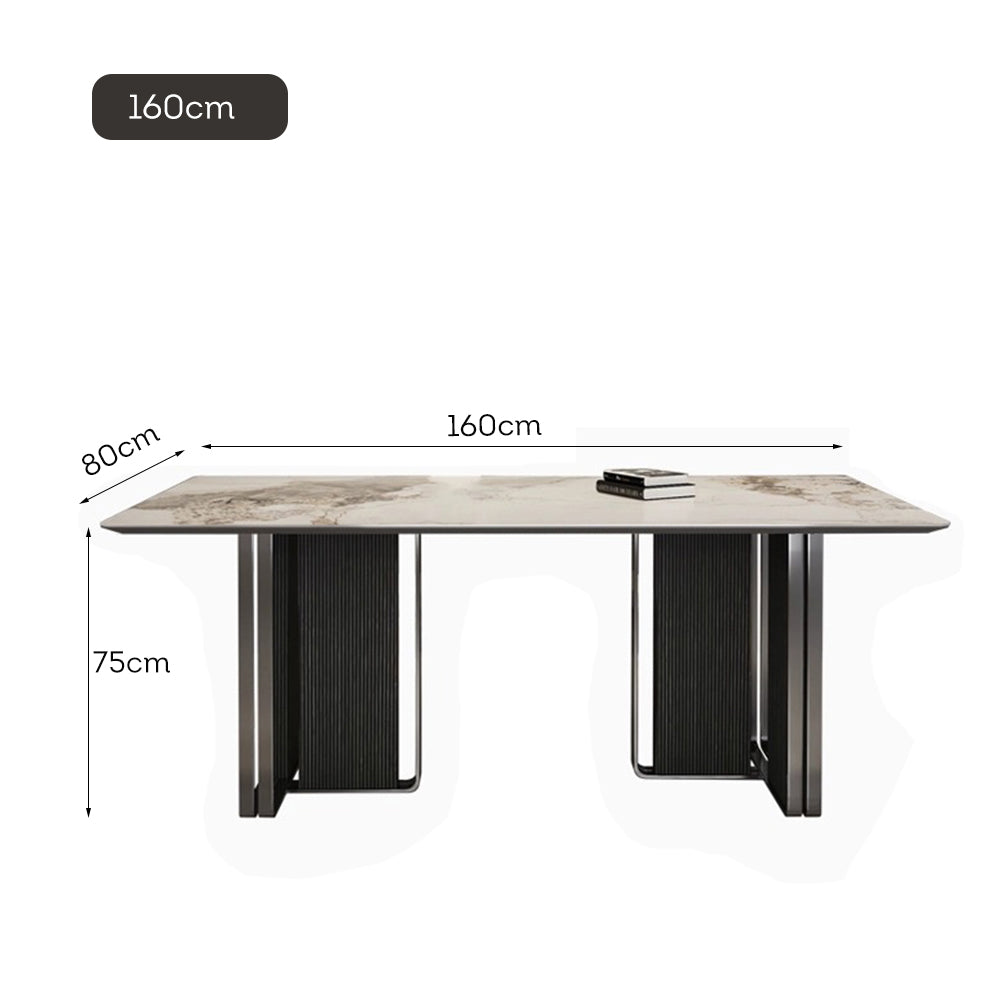 LUXORA DT1222 Carbon Length Sintered Dining Steel Tabletop 140/160/180cm Stone Table Legs