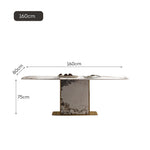 LUXORA DT1227 Table Dining Steel Sintered 140/160/180cm Tabletop Length Stainless Stone Frame