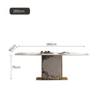LUXORA DT1227 Table Dining Steel Sintered 140/160/180cm Tabletop Length Stainless Stone Frame