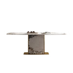LUXORA DT1227 Table Dining Steel Sintered 140/160/180cm Tabletop Length Stainless Stone Frame