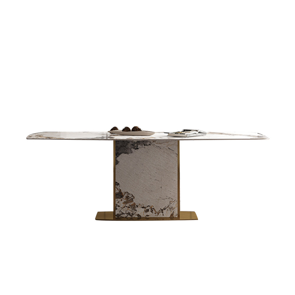 LUXORA DT1227 Table Dining Steel Sintered 140/160/180cm Tabletop Length Stainless Stone Frame