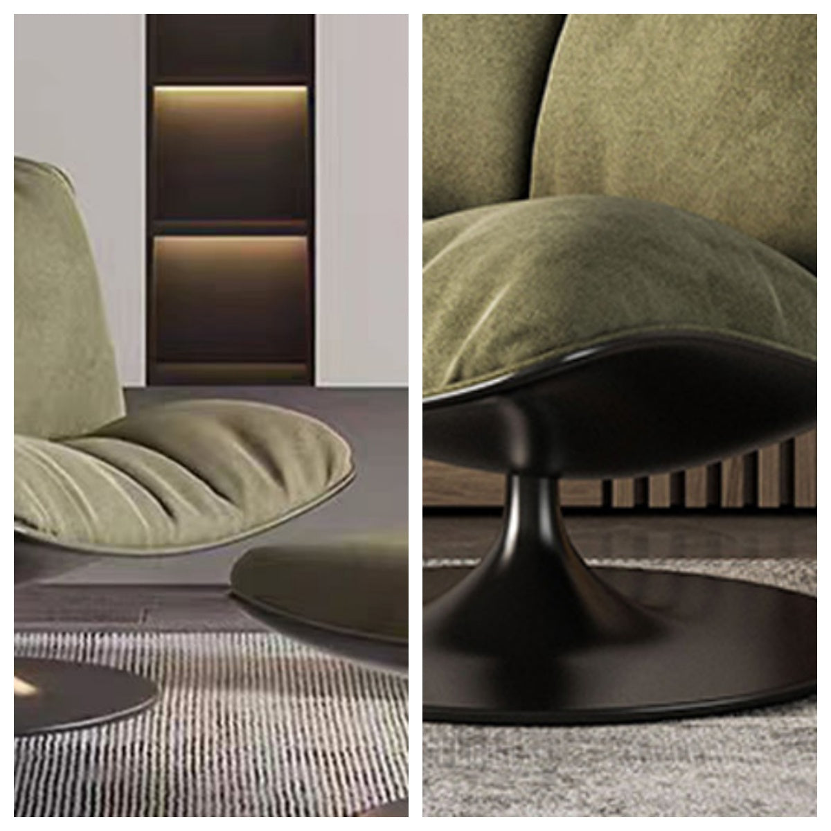 LIVARA EC1006 Duckbill High-Density Fabric Chair Base Sponge Fiberglass Swivel Ottoman