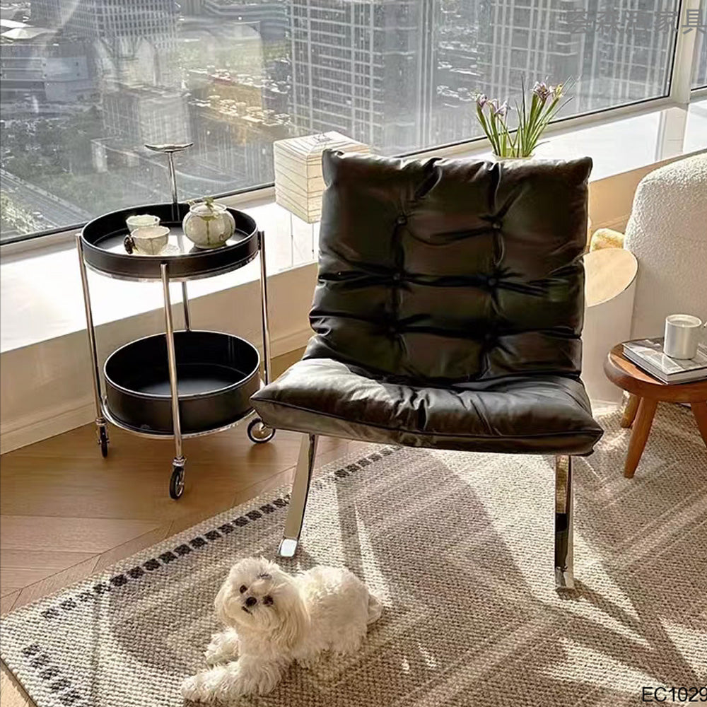 LIVARA EC1029 Steel Down Fiber Stainless Leather Feather Leisure Ultra Chair