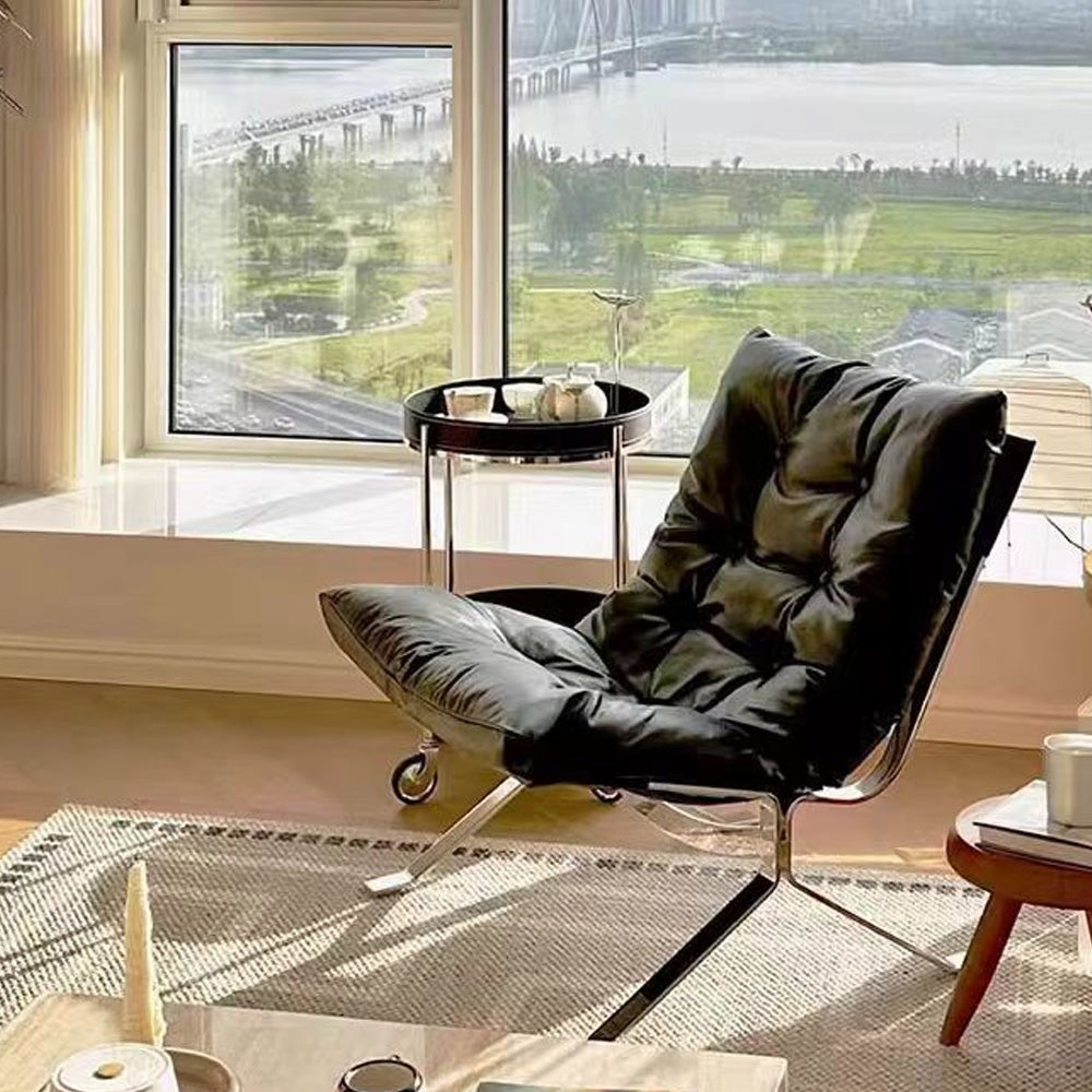 LIVARA EC1029 Steel Down Fiber Stainless Leather Feather Leisure Ultra Chair