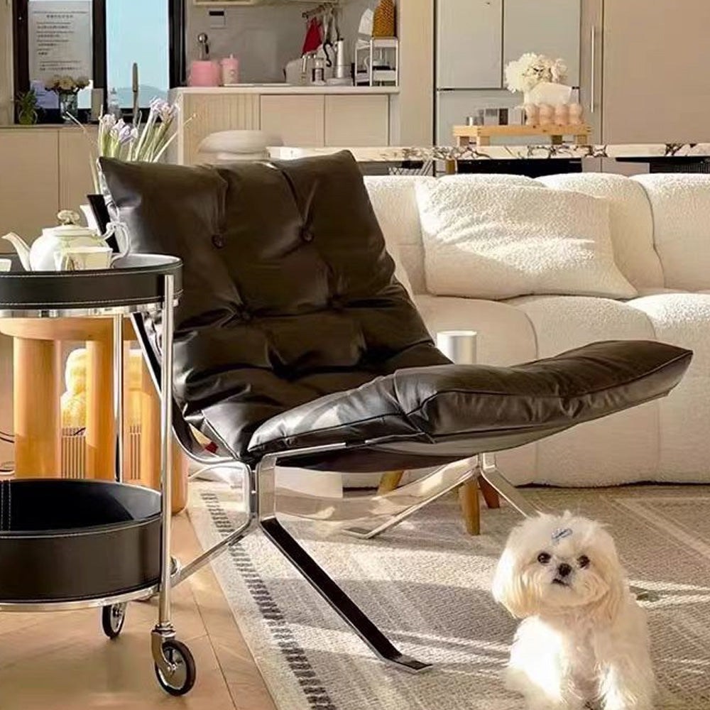 LIVARA EC1029 Steel Down Fiber Stainless Leather Feather Leisure Ultra Chair
