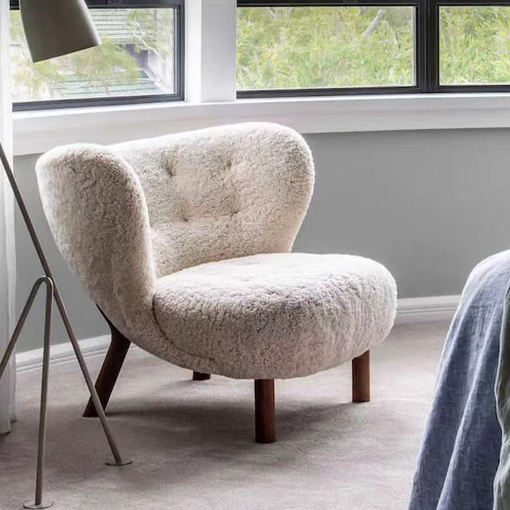 LIVARA EC1031 Wood Leisure Solid Sponge High-Density Lambswool Chair