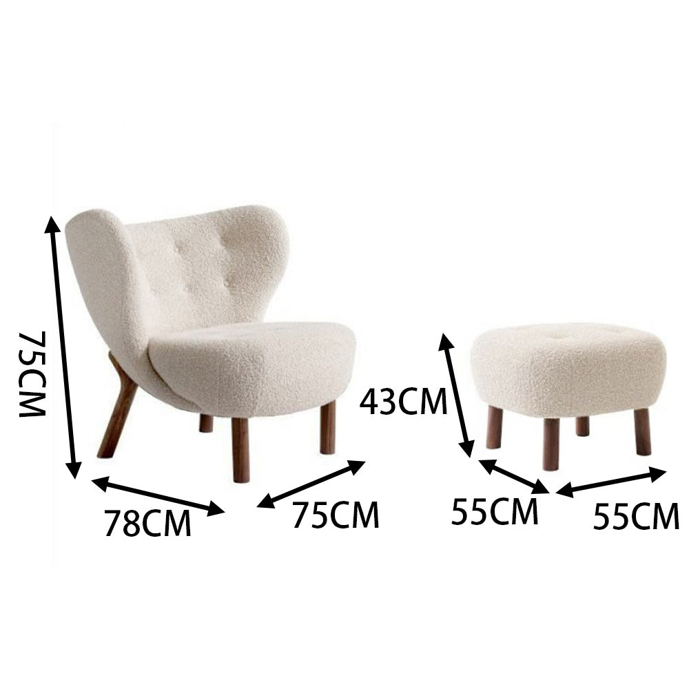 LIVARA EC1031 Wood Leisure Solid Sponge High-Density Lambswool Chair