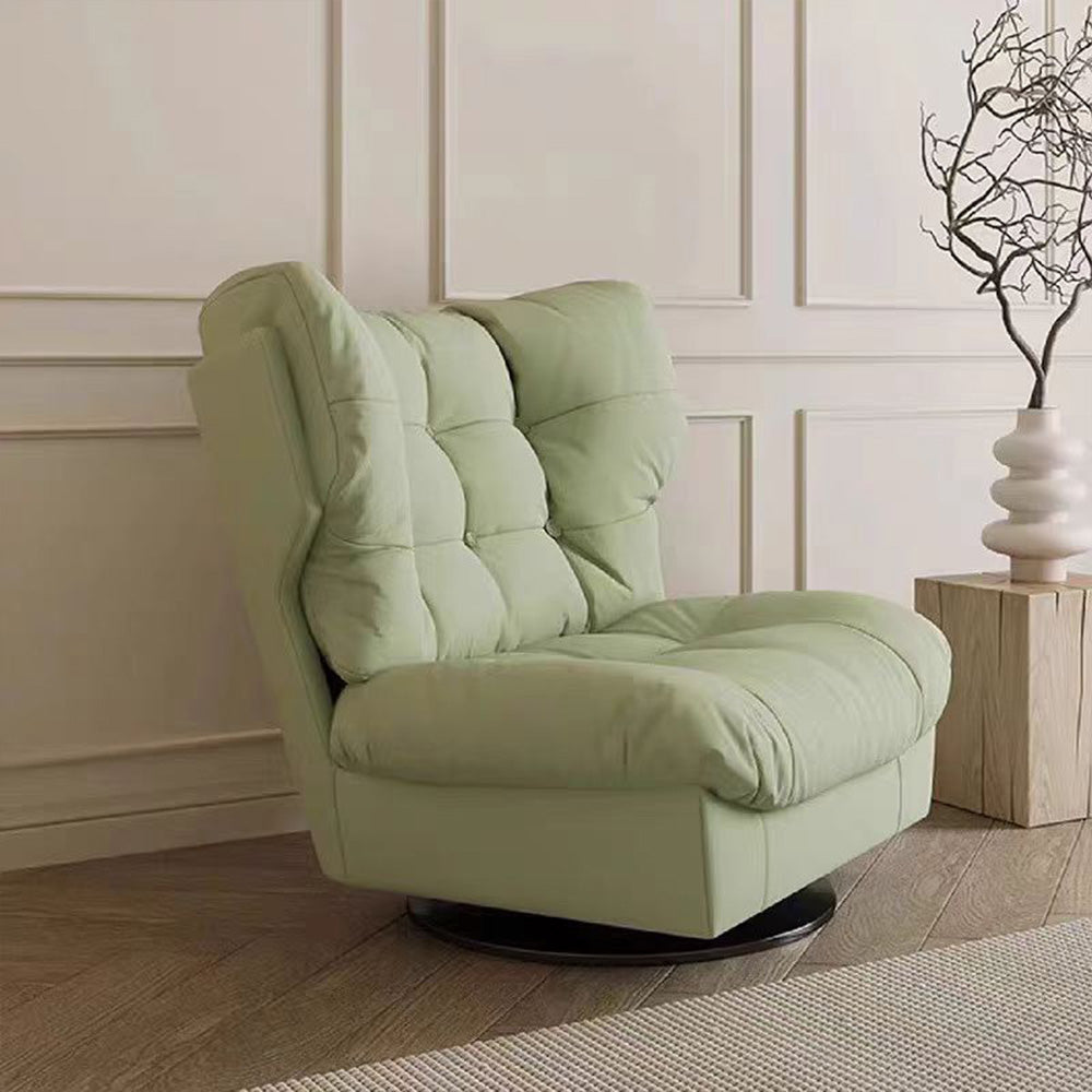 LIVARA EC1022 Leisure Matte Stainless Frame Fabric Round Steel Wooden Base Chair