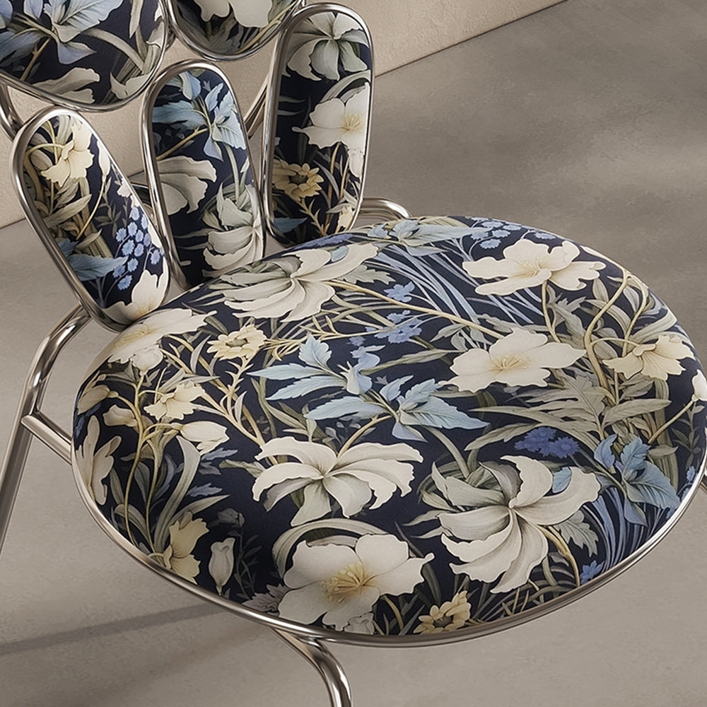 LIVARA EC1040 Floral Chair/Dining Print Stainless Leisure Chair Steel Legs