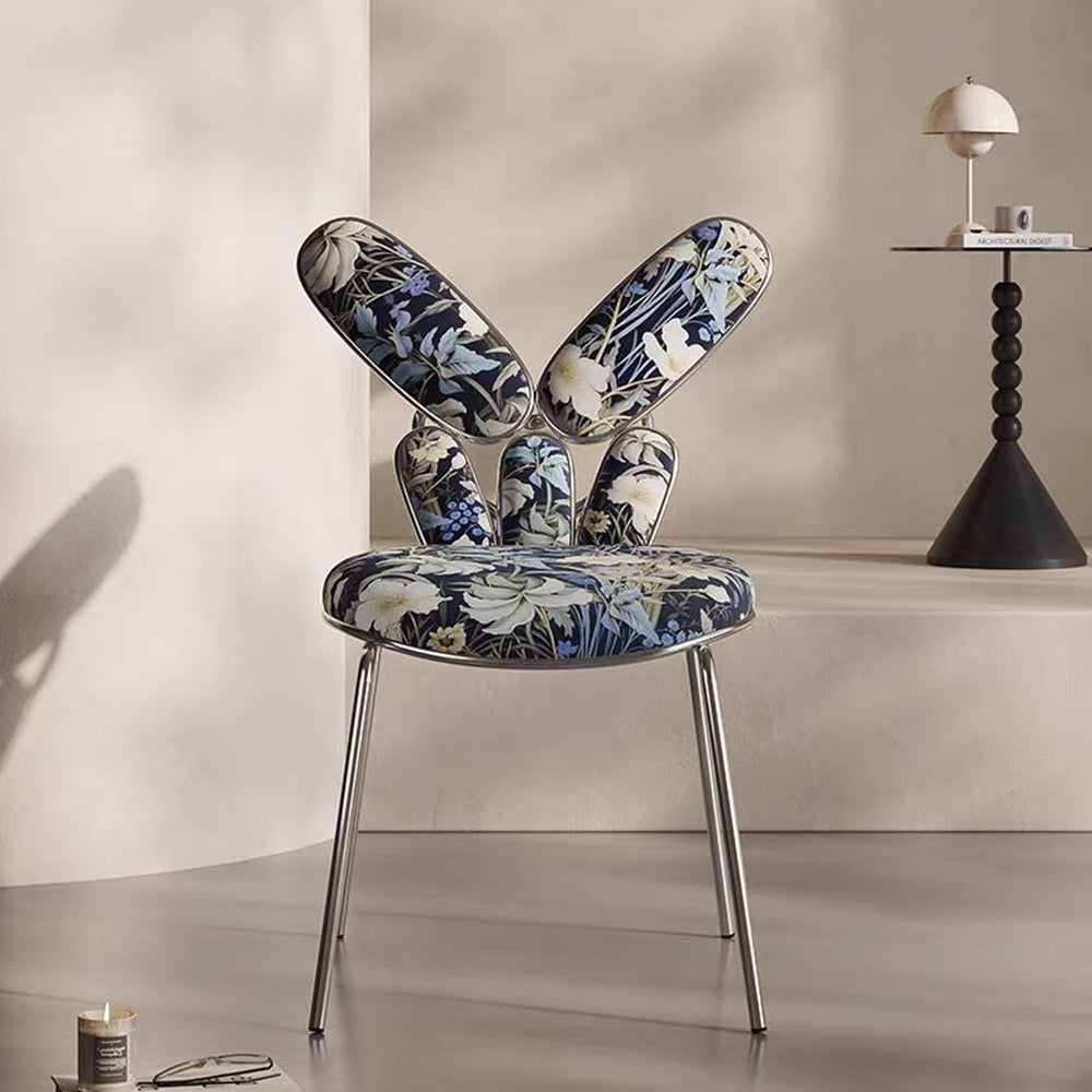 LIVARA EC1040 Floral Chair/Dining Print Stainless Leisure Chair Steel Legs