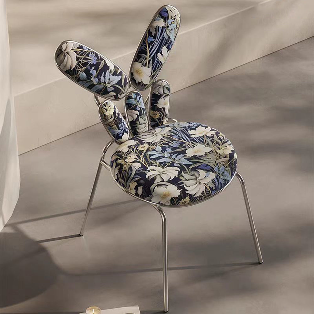 LIVARA EC1040 Floral Chair/Dining Print Stainless Leisure Chair Steel Legs
