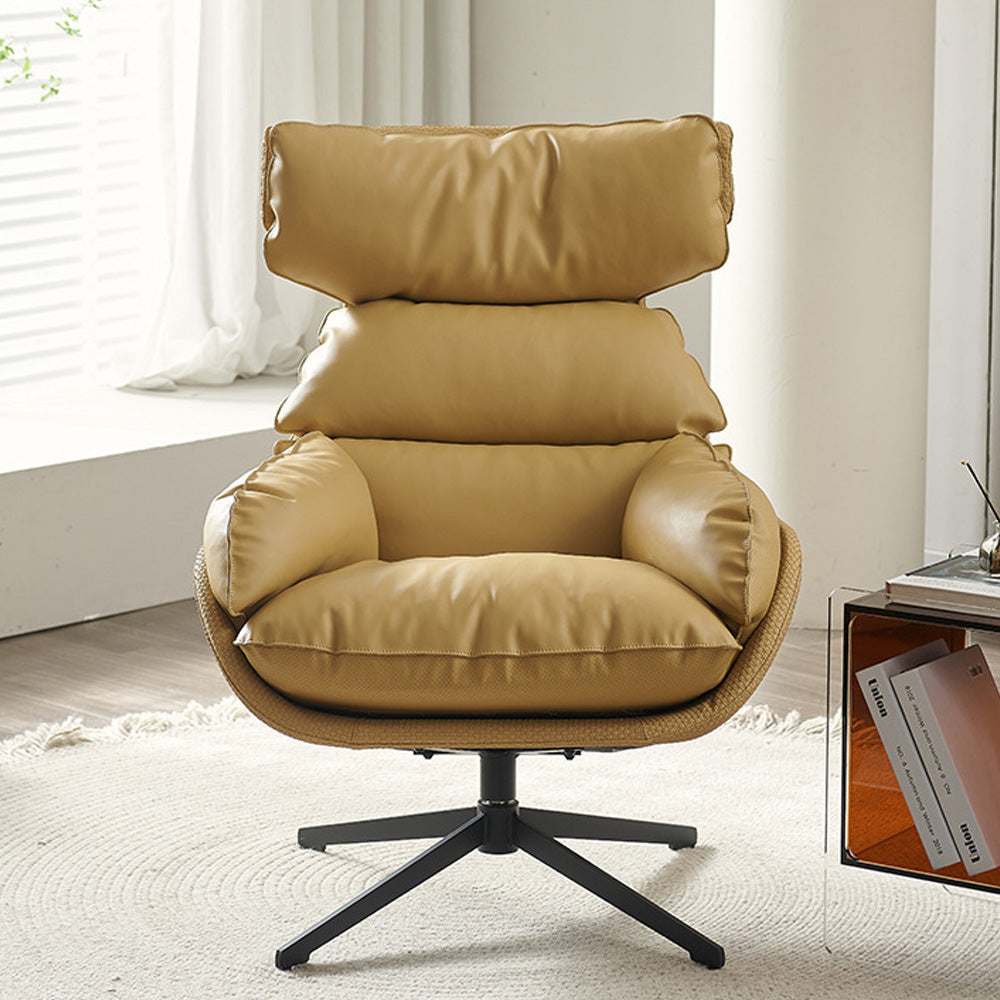 LIVARA EC1042 Rotating Leather Metal Frame Down Feather Leisure Chair