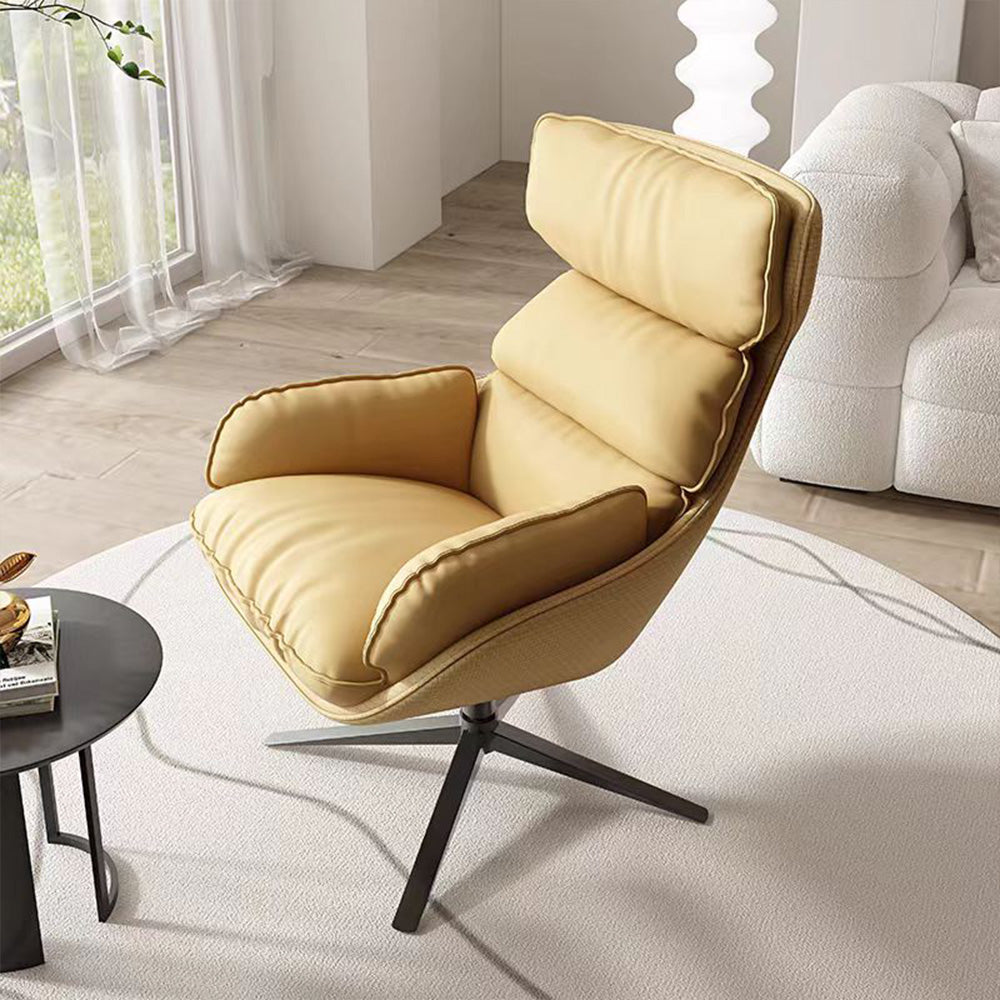 LIVARA EC1042 Rotating Leather Metal Frame Down Feather Leisure Chair