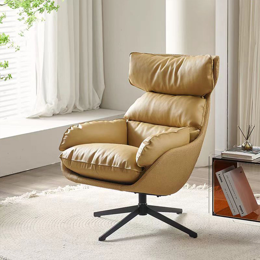 LIVARA EC1042 Rotating Leather Metal Frame Down Feather Leisure Chair