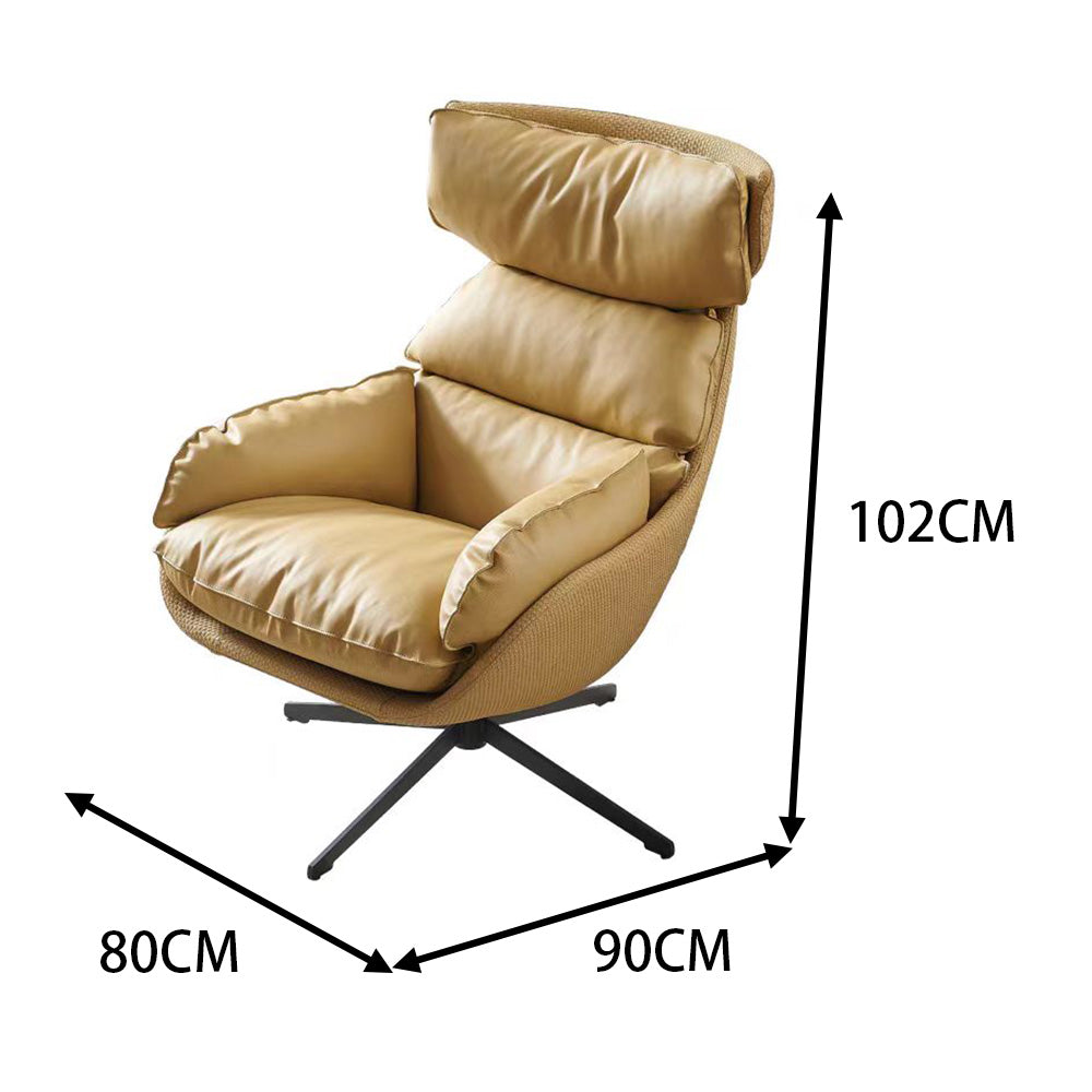 LIVARA EC1042 Rotating Leather Metal Frame Down Feather Leisure Chair