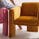 LIVARA EC1054 Fabric Frame Bentwood Velvet Leisure Chair