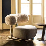 LIVARA EC1075 Velvet Leisure Stainless Steel Brushed Lamb Fleece Chair