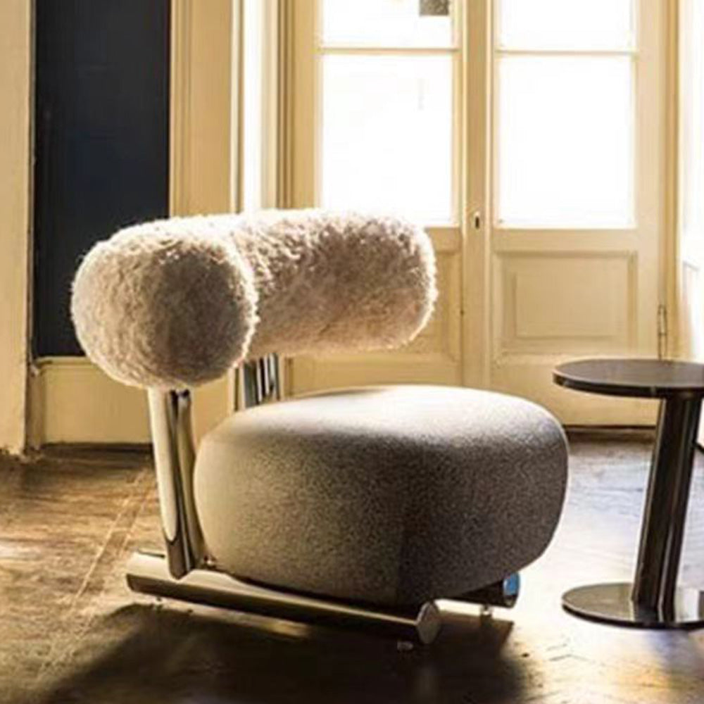 LIVARA EC1075 Velvet Leisure Stainless Steel Brushed Lamb Fleece Chair