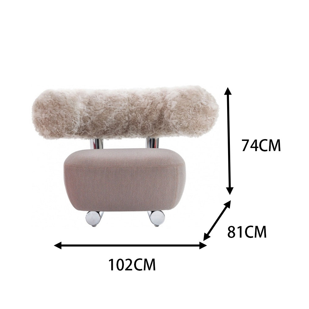 LIVARA EC1075 Velvet Leisure Stainless Steel Brushed Lamb Fleece Chair
