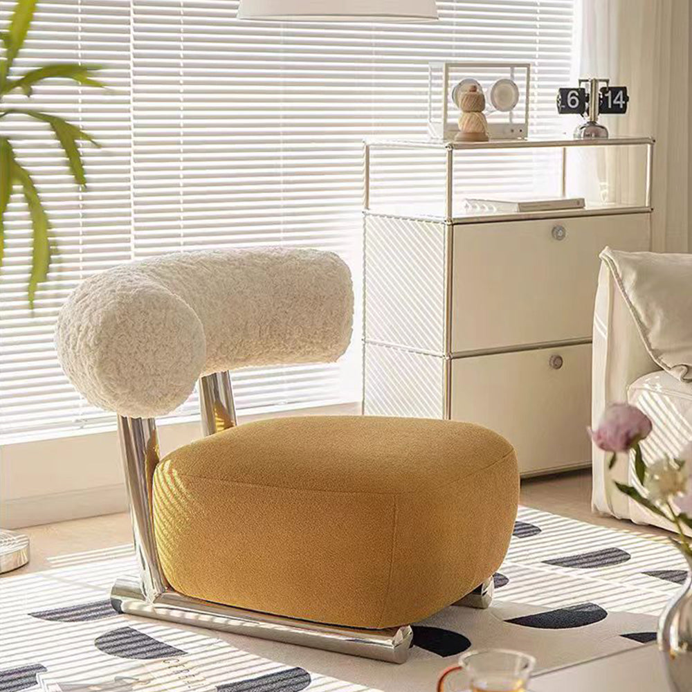 LIVARA EC1075 Velvet Leisure Stainless Steel Brushed Lamb Fleece Chair