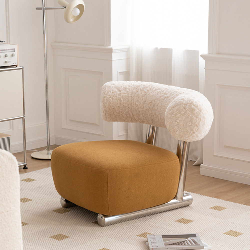 LIVARA EC1075 Velvet Leisure Stainless Steel Brushed Lamb Fleece Chair