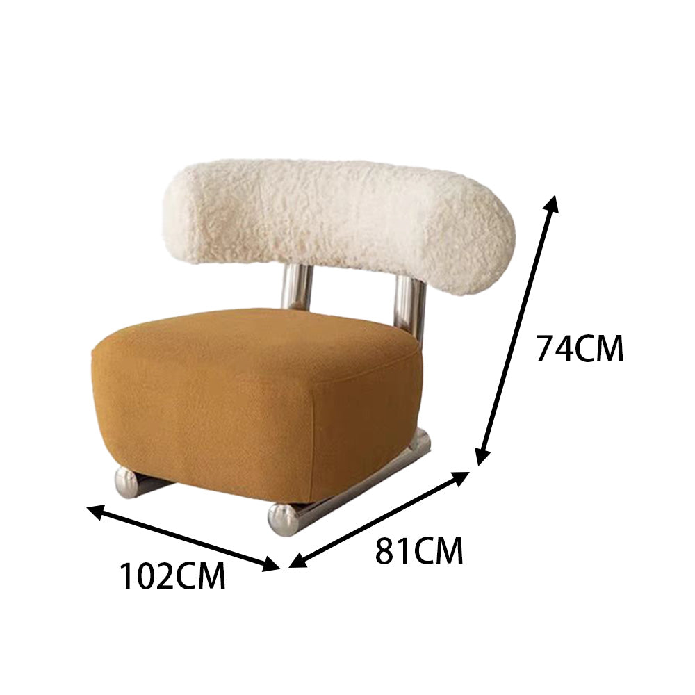 LIVARA EC1075 Velvet Leisure Stainless Steel Brushed Lamb Fleece Chair