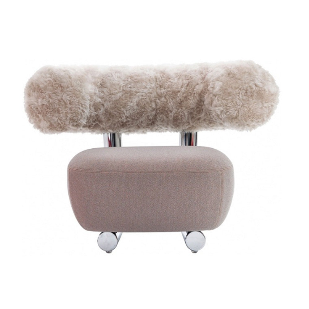 LIVARA EC1075 Velvet Leisure Stainless Steel Brushed Lamb Fleece Chair