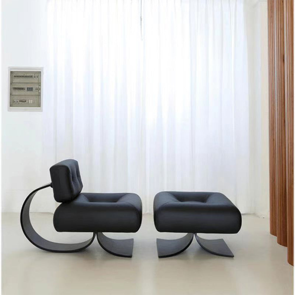 LIVARA EC1081 Chair Steel Lamb Frame With Black Titanium Leisure Chair Fishtail Stainless Fleece Ottoman