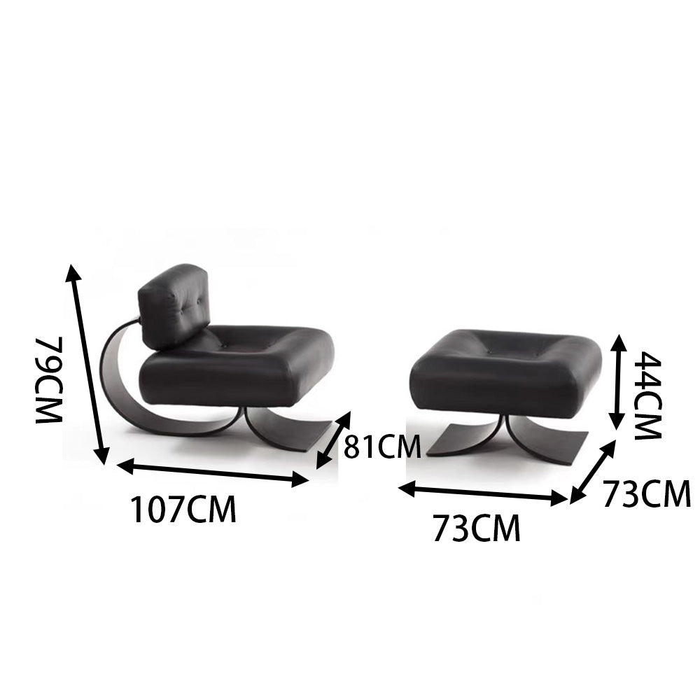LIVARA EC1081 Chair Steel Lamb Frame With Black Titanium Leisure Chair Fishtail Stainless Fleece Ottoman