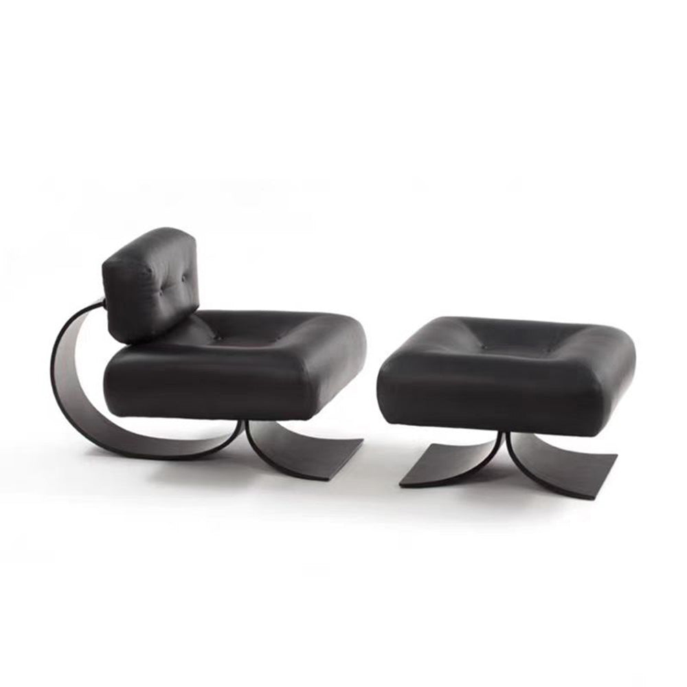 LIVARA EC1081 Chair Steel Lamb Frame With Black Titanium Leisure Chair Fishtail Stainless Fleece Ottoman