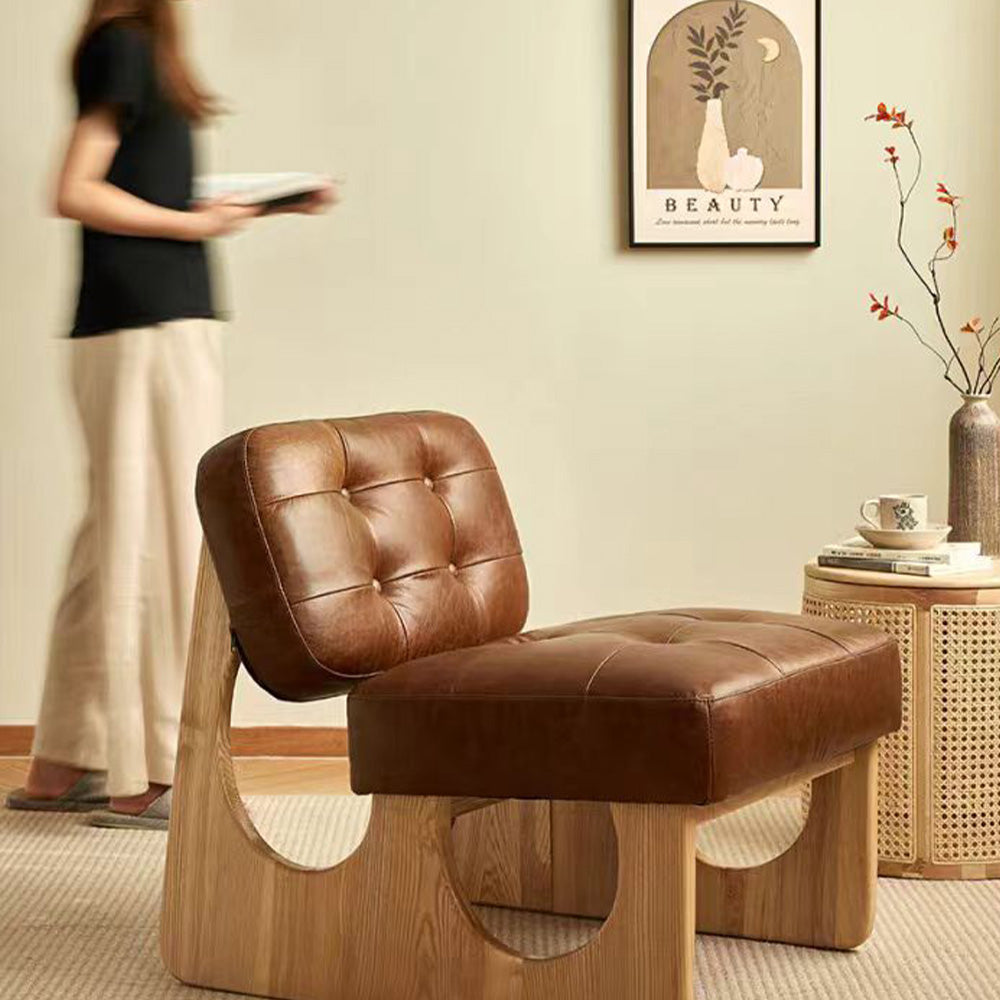 LIVARA EC1095 Frame Wooden Leather Microfiber Chair