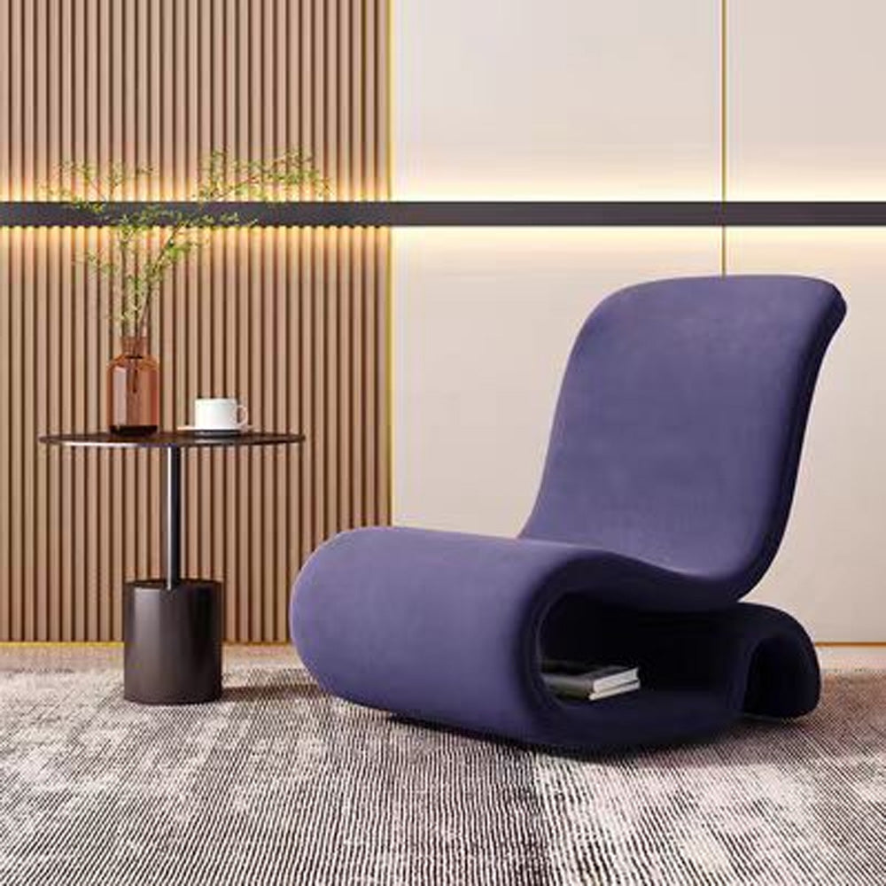 LIVARA EC1096 Minimalist Cozy Tech Metal Solid Wood Leisure Velvet Chair