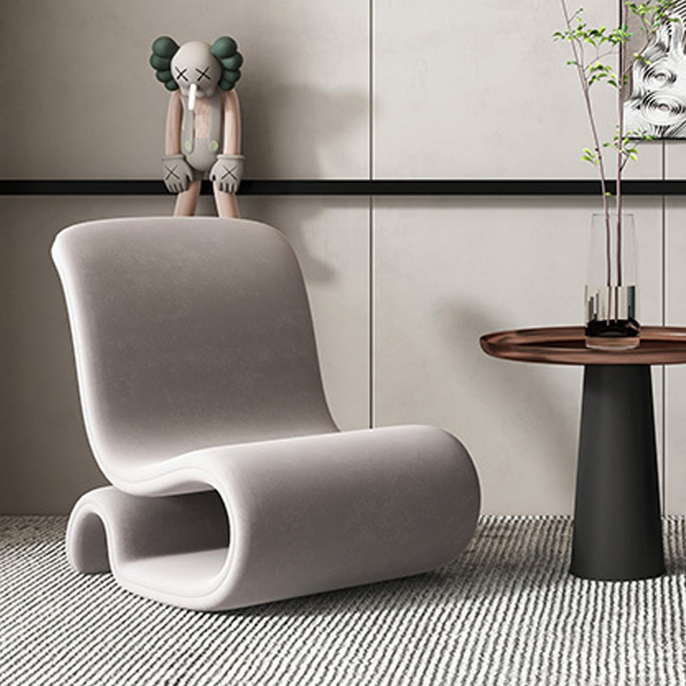 LIVARA EC1096 Minimalist Cozy Tech Metal Solid Wood Leisure Velvet Chair