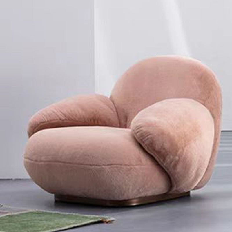 LIVARA EC1101 Chair and Steel Solid Wood Fur Frame - Rabbit Pink