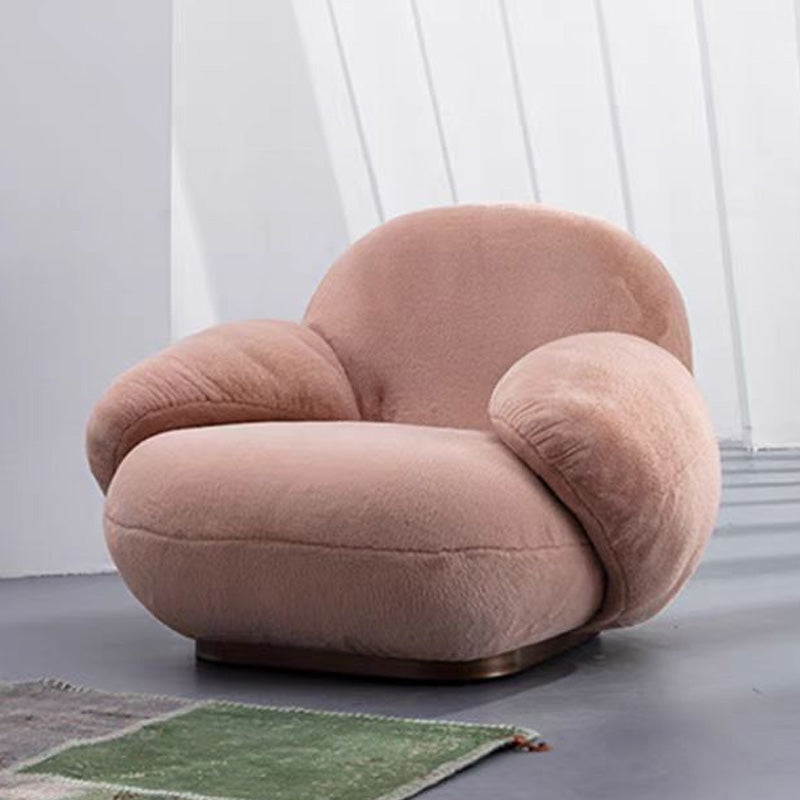 LIVARA EC1101 Chair and Steel Solid Wood Fur Frame - Rabbit Pink