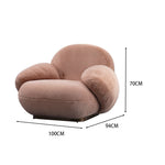 LIVARA EC1101 Chair and Steel Solid Wood Fur Frame - Rabbit Pink