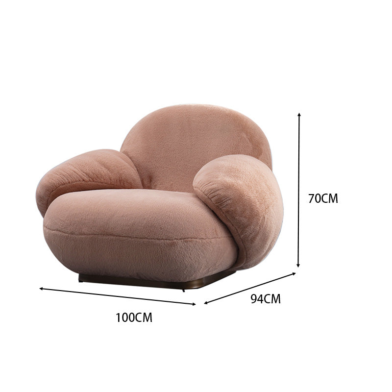 LIVARA EC1101 Chair and Steel Solid Wood Fur Frame - Rabbit Pink