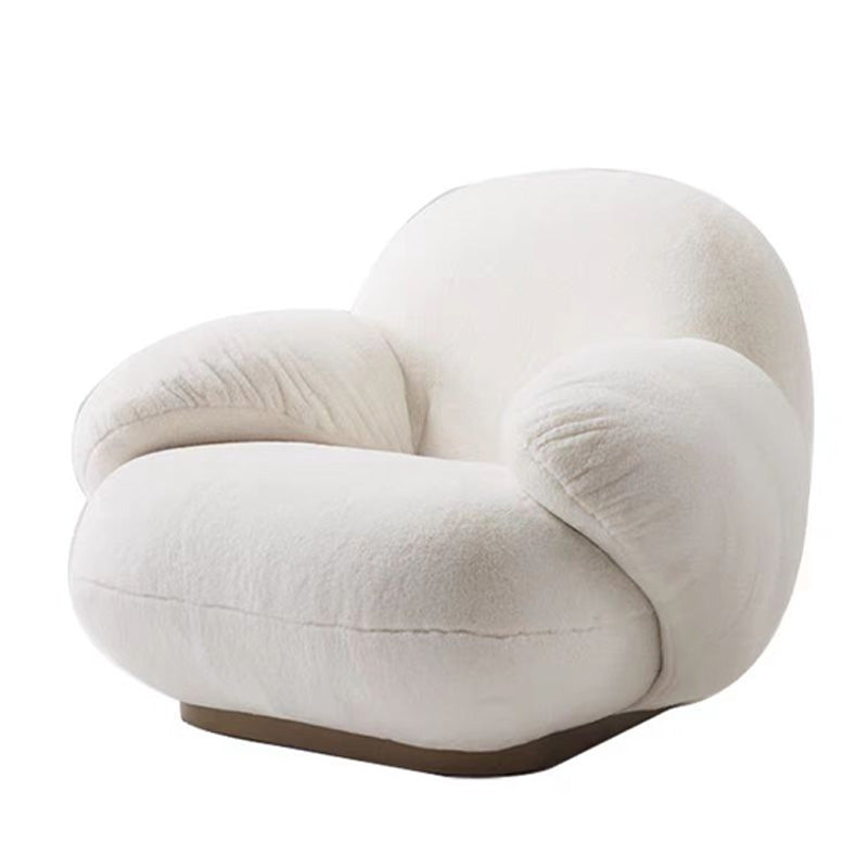 LIVARA EC1101 - Steel Solid and Rabbit Frame Chair Fur Wood White