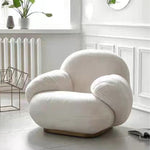 LIVARA EC1101 - Steel Solid and Rabbit Frame Chair Fur Wood White