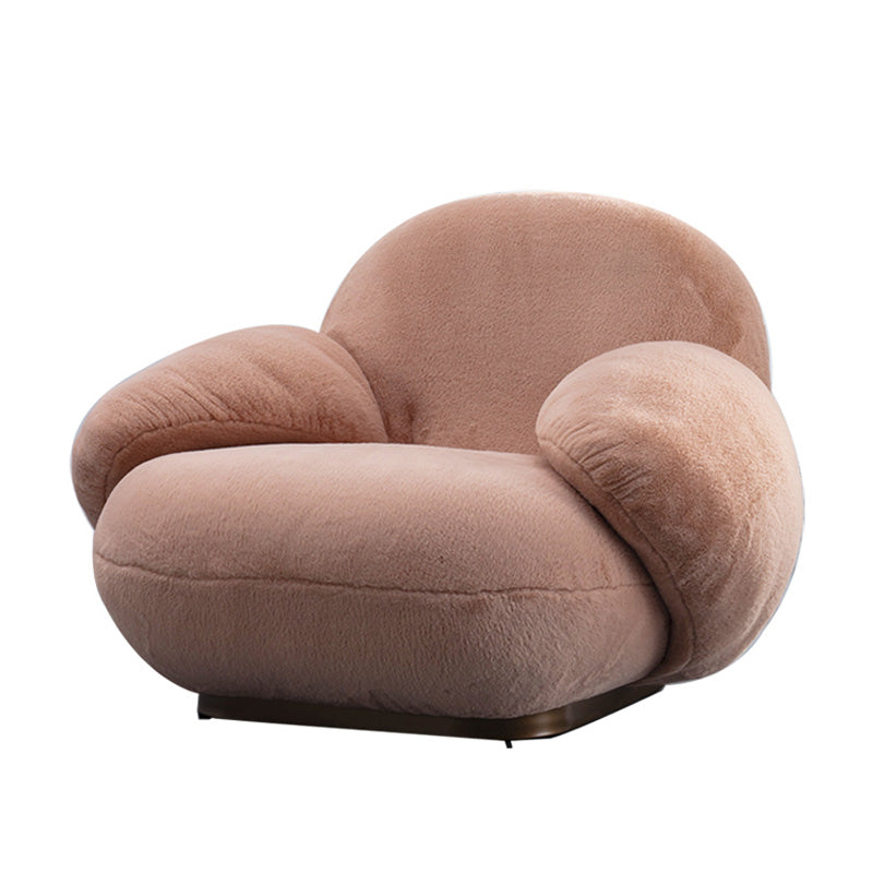 LIVARA EC1101 Chair and Steel Solid Wood Fur Frame - Rabbit Pink