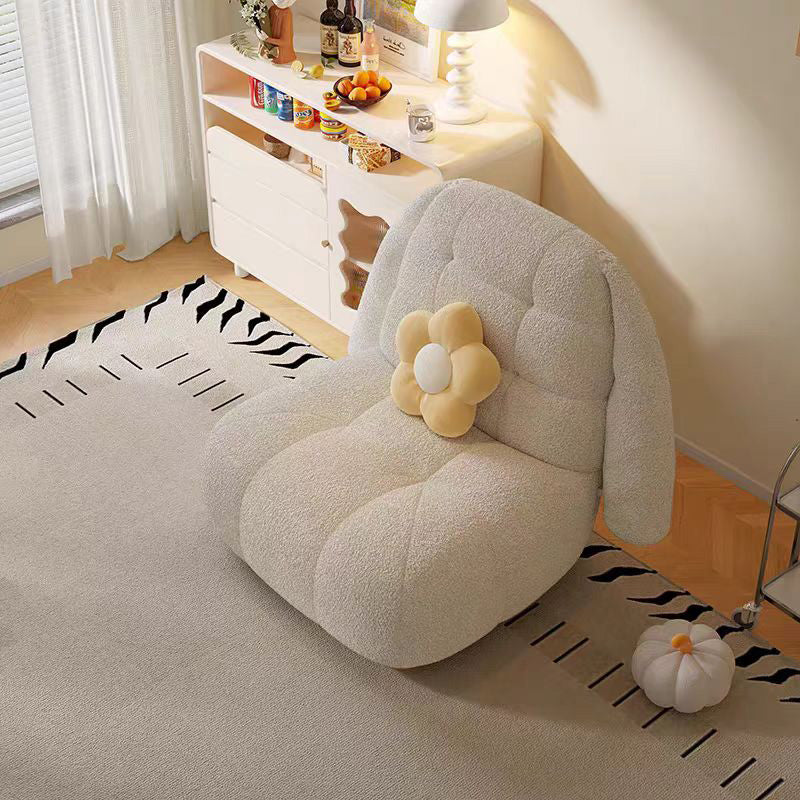 LIVARA EC1102 Wood Frame Solid Fleece Lamb Casual Chair